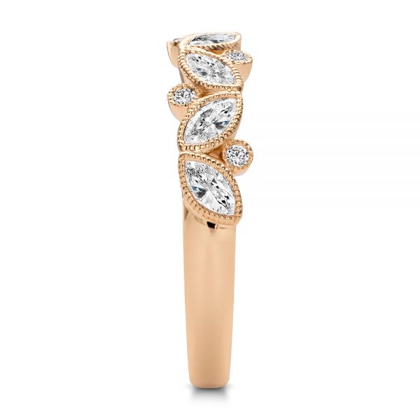 18k Rose Gold 18k Rose Gold Assorted Diamond and Milgrain Wedding Band - Side View - 107715
