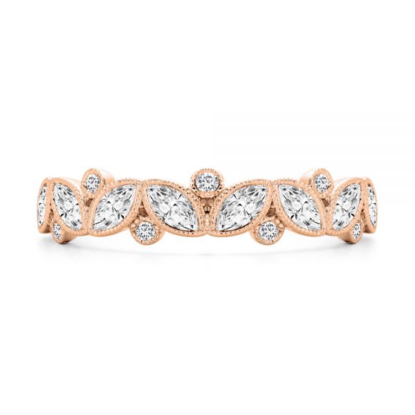 18k Rose Gold 18k Rose Gold Assorted Diamond and Milgrain Wedding Band - Top View - 107715