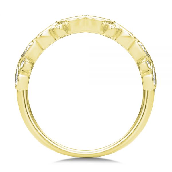 14k Yellow Gold 14k Yellow Gold Assorted Diamond and Milgrain Wedding Band - Front View - 107715