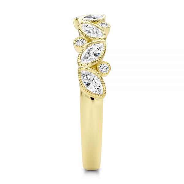 14k Yellow Gold 14k Yellow Gold Assorted Diamond and Milgrain Wedding Band - Side View - 107715