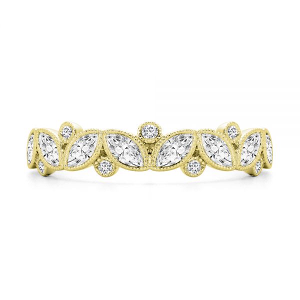 14k Yellow Gold 14k Yellow Gold Assorted Diamond and Milgrain Wedding Band - Top View - 107715
