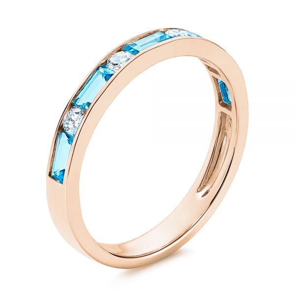 Baguette Blue Topaz and Diamond Wedding Band - Image