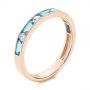 18k Rose Gold 18k Rose Gold Baguette Blue Topaz And Diamond Wedding Band - Three-Quarter View -  105423 - Thumbnail