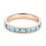 18k Rose Gold 18k Rose Gold Baguette Blue Topaz And Diamond Wedding Band - Flat View -  105423 - Thumbnail