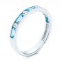 18k White Gold 18k White Gold Baguette Blue Topaz And Diamond Wedding Band - Three-Quarter View -  105423 - Thumbnail