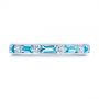 14k White Gold Baguette Blue Topaz And Diamond Wedding Band - Top View -  105423 - Thumbnail