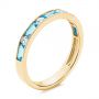 18k Yellow Gold 18k Yellow Gold Baguette Blue Topaz And Diamond Wedding Band - Three-Quarter View -  105423 - Thumbnail