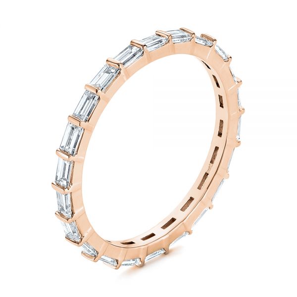 18k Rose Gold 18k Rose Gold Baguette Diamond Eternity Wedding Band - Three-Quarter View -  105865