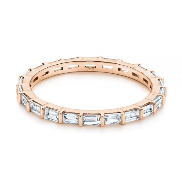 18k Rose Gold 18k Rose Gold Baguette Diamond Eternity Wedding Band - Flat View -  105865