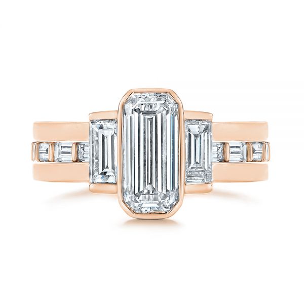 14k Rose Gold 14k Rose Gold Baguette Diamond Eternity Wedding Band - Top View - 105865