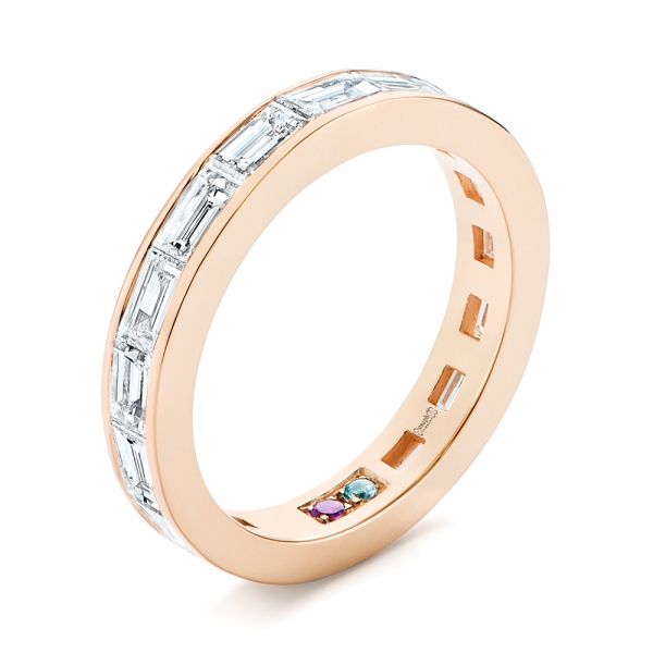 14k Rose Gold 14k Rose Gold Baguette Diamond Wedding Band - Three-Quarter View -  105294