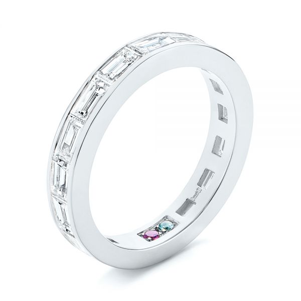  Platinum Platinum Baguette Diamond Wedding Band - Three-Quarter View -  105294