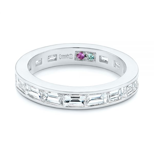14k White Gold 14k White Gold Baguette Diamond Wedding Band - Flat View - 105294