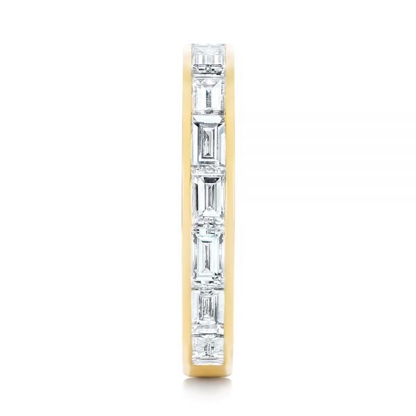 18k Yellow Gold Baguette Diamond Wedding Band - Side View -  105294