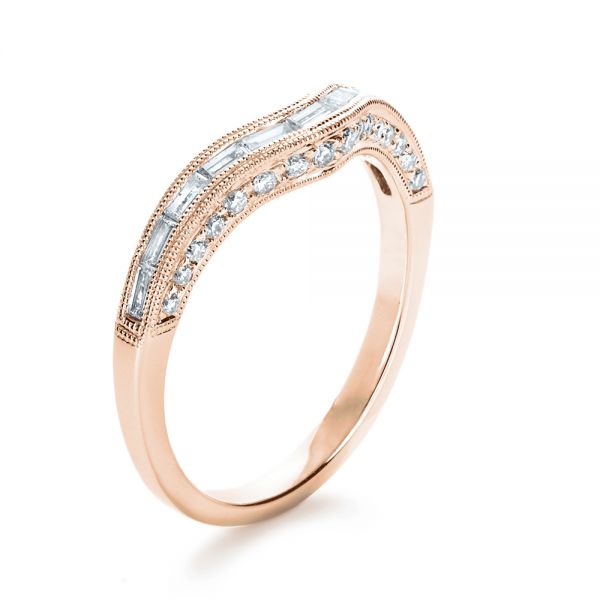 Baguette Radiant Cut Lab Diamond Wedding Band Sets In Rose Gold