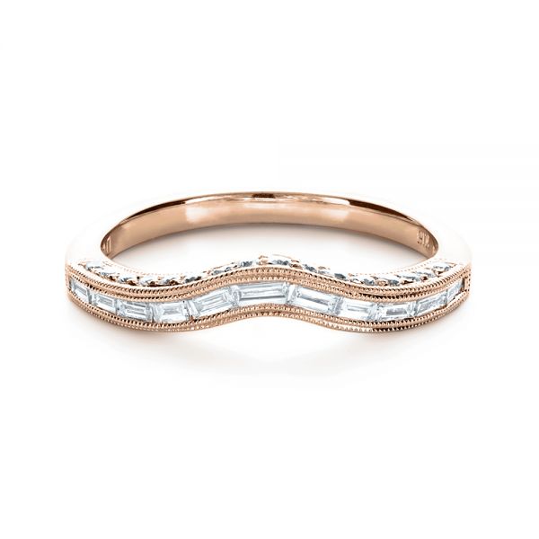 14k Rose Gold 14k Rose Gold Baguette Diamond Women's Wedding Band - Flat View -  1147