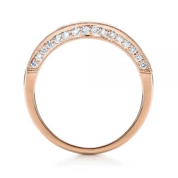 14k Rose Gold 14k Rose Gold Baguette Diamond Women's Wedding Band - Front View -  1147