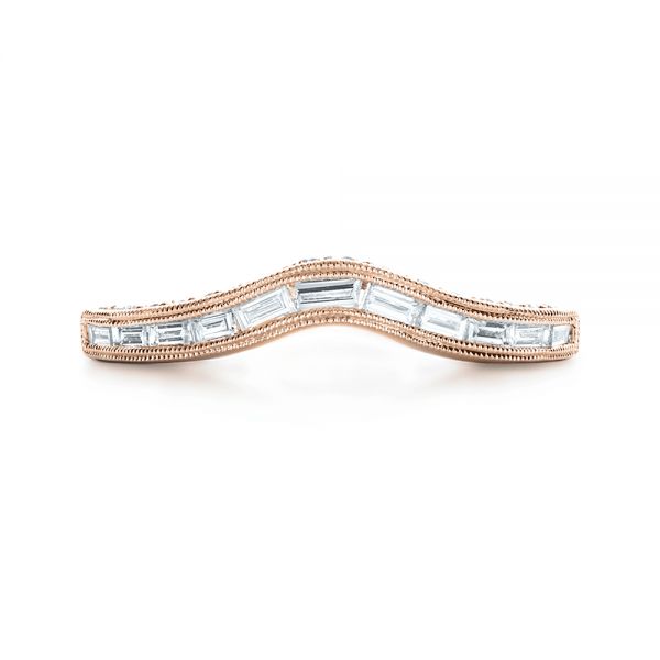 18k Rose Gold 18k Rose Gold Baguette Diamond Women's Wedding Band - Top View -  1147