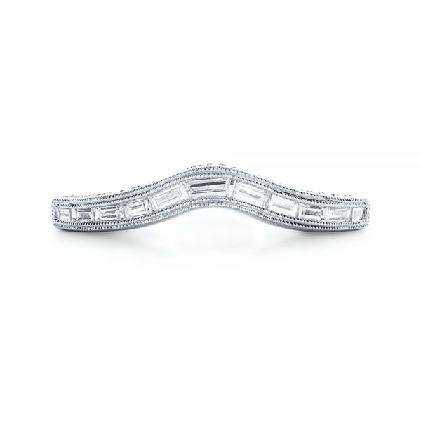 14k White Gold 14k White Gold Baguette Diamond Women's Wedding Band - Top View -  1147