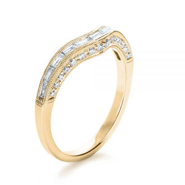 18k Yellow Gold 18k Yellow Gold Baguette Diamond Women's Wedding Band - Three-Quarter View - 1147