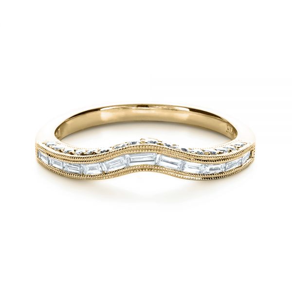 18k Yellow Gold 18k Yellow Gold Baguette Diamond Women's Wedding Band - Flat View - 1147