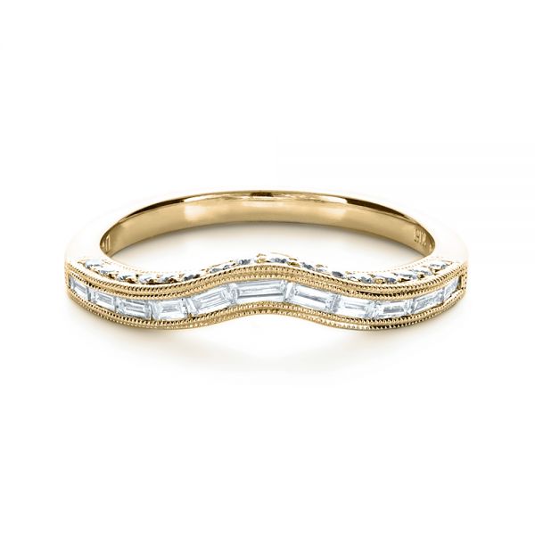 14k Yellow Gold 14k Yellow Gold Baguette Diamond Women's Wedding Band - Flat View -  1147