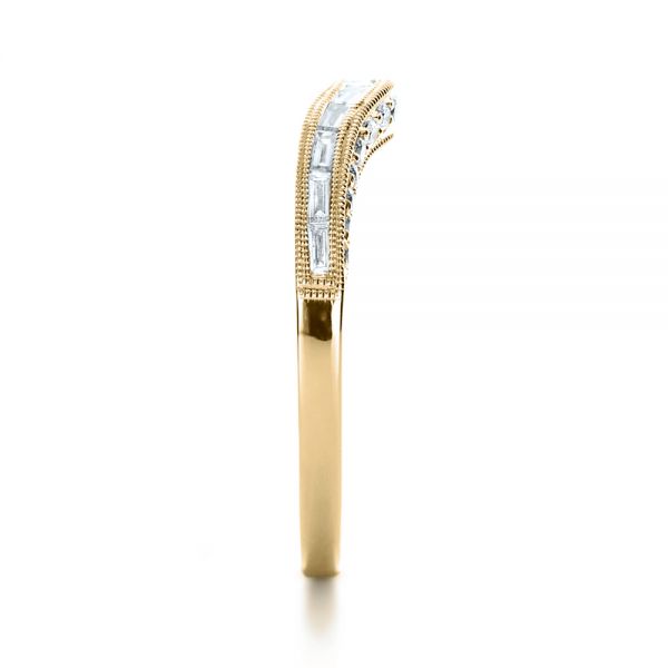 18k Yellow Gold 18k Yellow Gold Baguette Diamond Women's Wedding Band - Side View -  1147