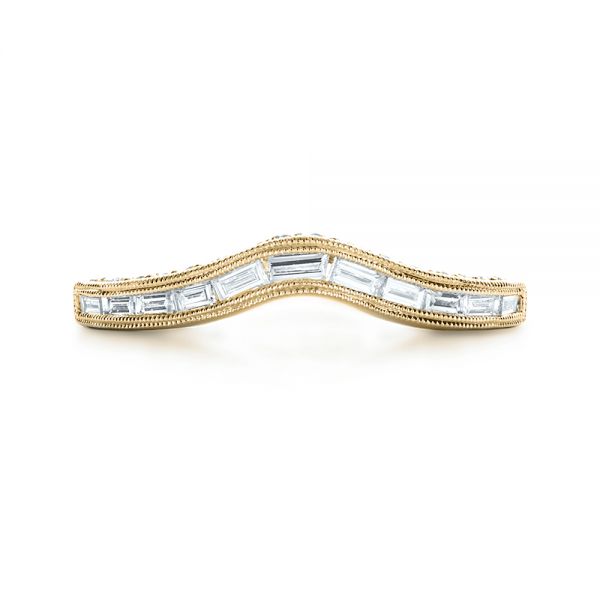 14k Yellow Gold 14k Yellow Gold Baguette Diamond Women's Wedding Band - Top View -  1147