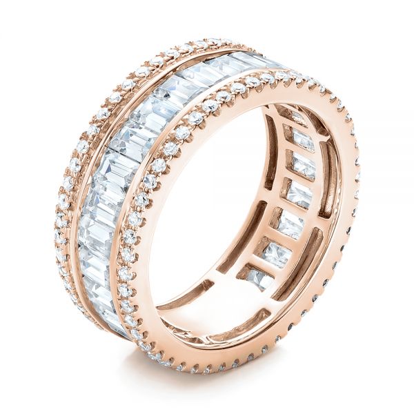 18k Rose Gold 18k Rose Gold Baguette And Round Diamond Eternity Band - Three-Quarter View -  101311