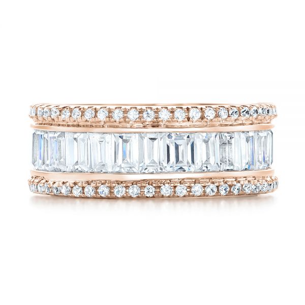 14k Rose Gold 14k Rose Gold Baguette And Round Diamond Eternity Band - Top View - 101311