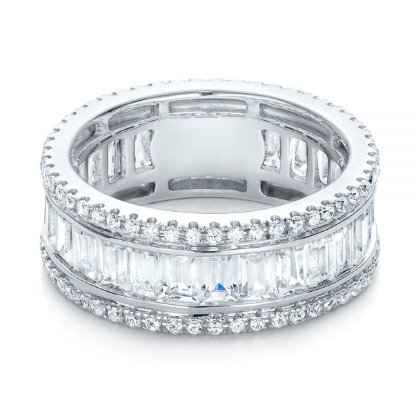 18k White Gold 18k White Gold Baguette And Round Diamond Eternity Band - Flat View -  101311