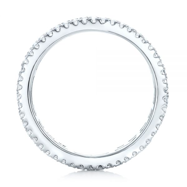 14k White Gold Baguette And Round Diamond Eternity Band - Front View -  101311
