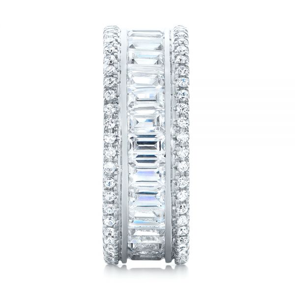 18k White Gold 18k White Gold Baguette And Round Diamond Eternity Band - Side View -  101311