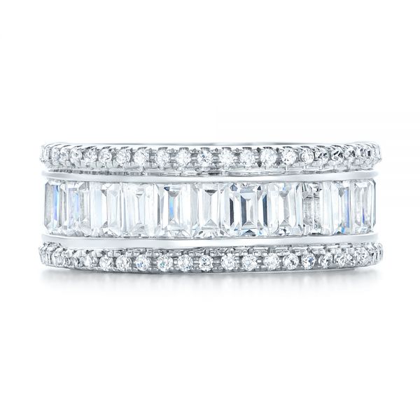 14k White Gold Baguette And Round Diamond Eternity Band - Top View -  101311
