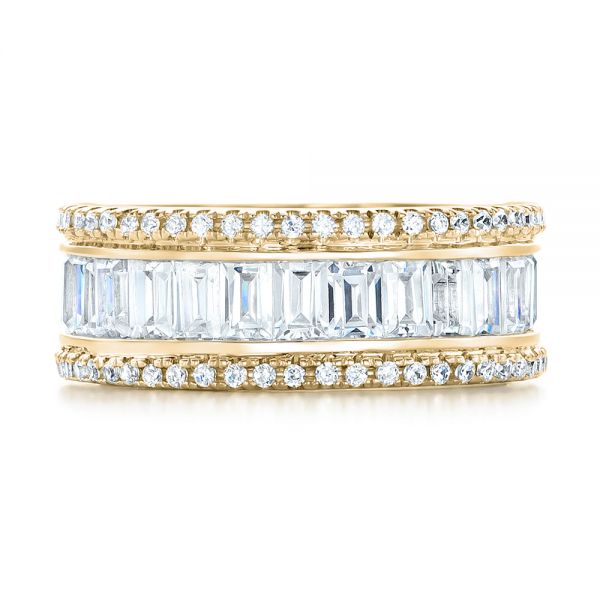 14k Yellow Gold 14k Yellow Gold Baguette And Round Diamond Eternity Band - Top View - 101311