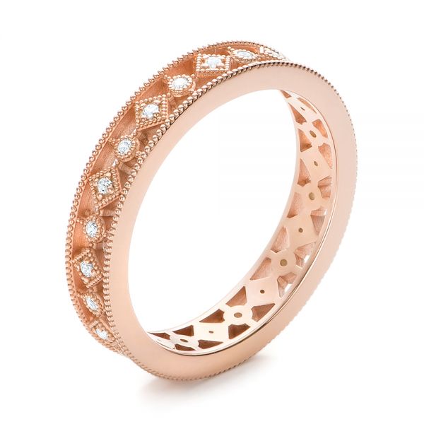 14k Rose Gold 14k Rose Gold Bezel Set Diamond Stackable Eternity Band - Three-Quarter View -  101916