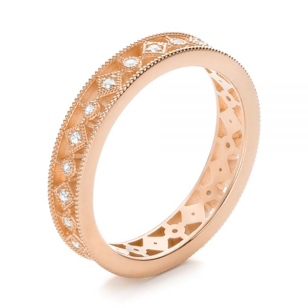 18k Rose Gold 18k Rose Gold Bezel Set Diamond Stackable Eternity Band - Three-Quarter View -  101917