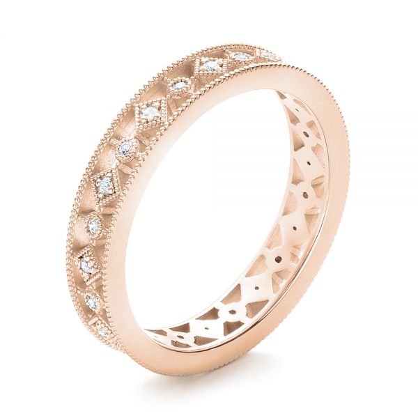 18k Rose Gold 18k Rose Gold Bezel Set Diamond Stackable Eternity Band - Three-Quarter View -  101918