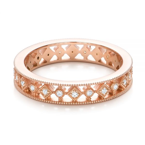 14k Rose Gold 14k Rose Gold Bezel Set Diamond Stackable Eternity Band - Flat View -  101916