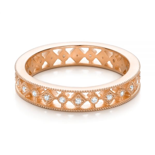 14k Rose Gold 14k Rose Gold Bezel Set Diamond Stackable Eternity Band - Flat View - 101917