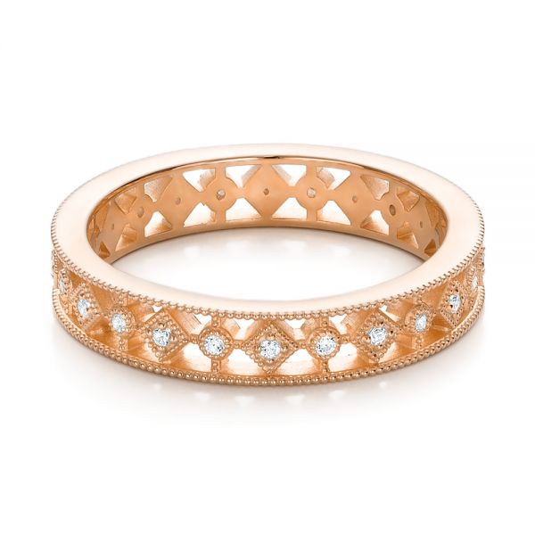 18k Rose Gold 18k Rose Gold Bezel Set Diamond Stackable Eternity Band - Flat View -  101917