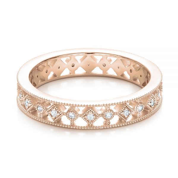 18k Rose Gold 18k Rose Gold Bezel Set Diamond Stackable Eternity Band - Flat View - 101918
