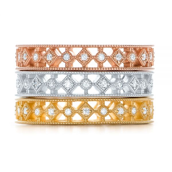 18k Rose Gold Bezel Set Diamond Stackable Eternity Band - Front View - 101916