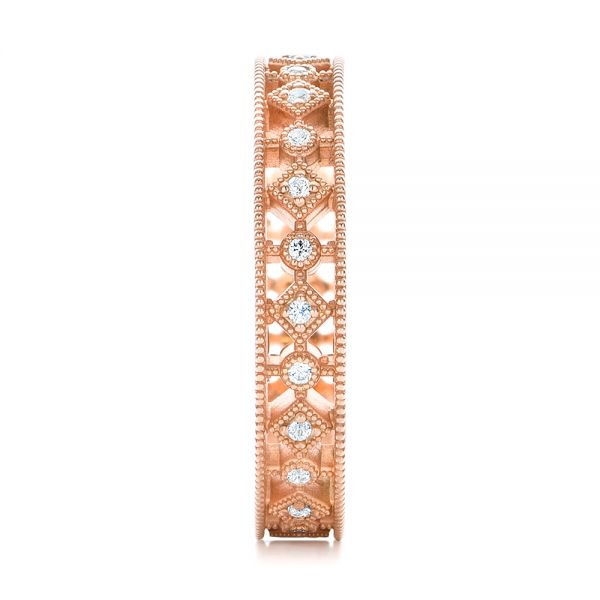 18k Rose Gold Bezel Set Diamond Stackable Eternity Band - Side View - 101916