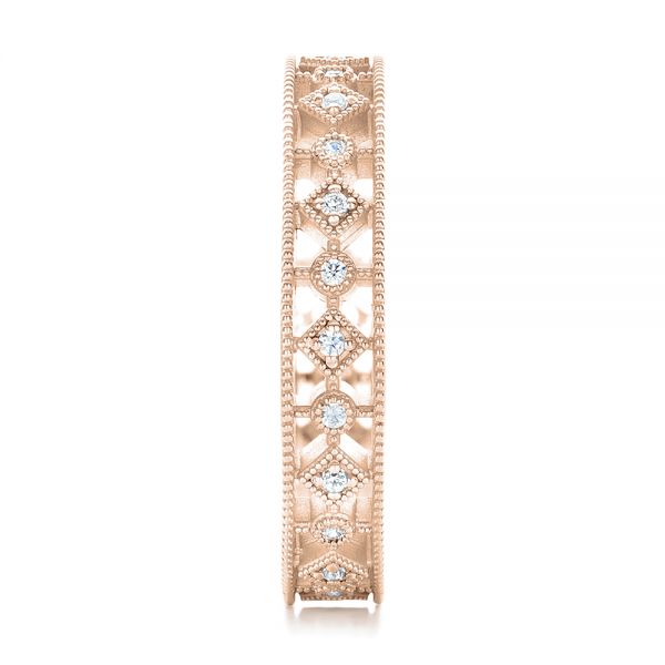 18k Rose Gold 18k Rose Gold Bezel Set Diamond Stackable Eternity Band - Side View - 101918