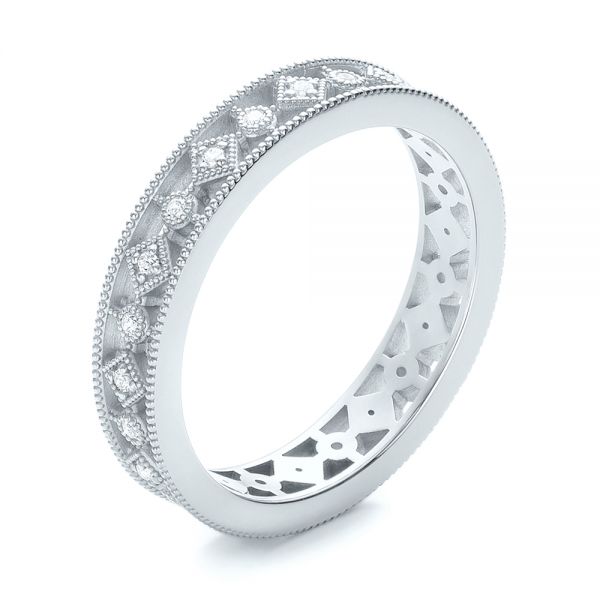 Platinum Platinum Bezel Set Diamond Stackable Eternity Band - Three-Quarter View - 101916