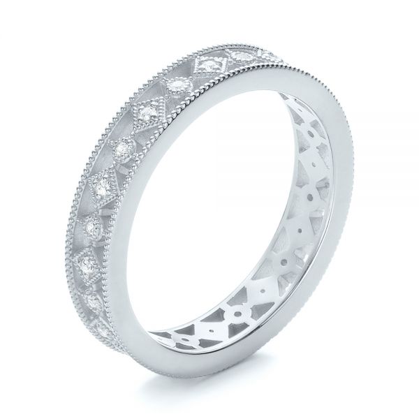 Platinum Platinum Bezel Set Diamond Stackable Eternity Band - Three-Quarter View - 101917