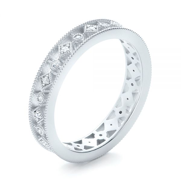 14k White Gold 14k White Gold Bezel Set Diamond Stackable Eternity Band - Three-Quarter View -  101918