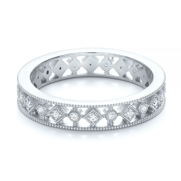 Platinum Platinum Bezel Set Diamond Stackable Eternity Band - Flat View - 101916