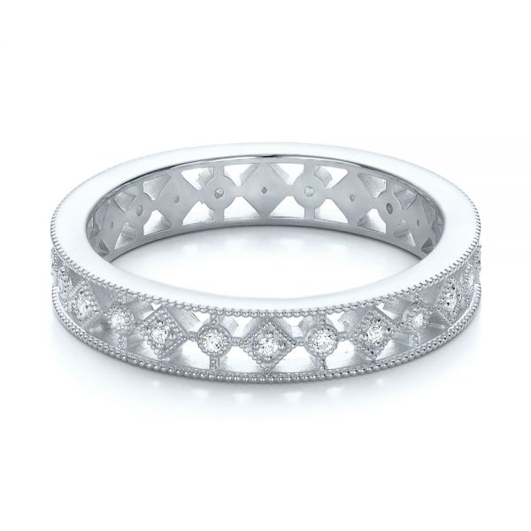 Platinum Platinum Bezel Set Diamond Stackable Eternity Band - Flat View - 101917